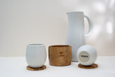 Stoneware Carafe & Mug Set with Olive Wood Coasters