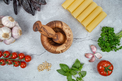 Round Olive Wood Mortar - Timeless Kitchen Essential
