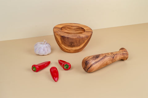 Rustic Olive Wood Mortar - Timeless Kitchen Essential